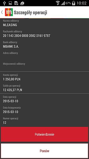 Ponow przelew odpowiedz na przelew - mBank